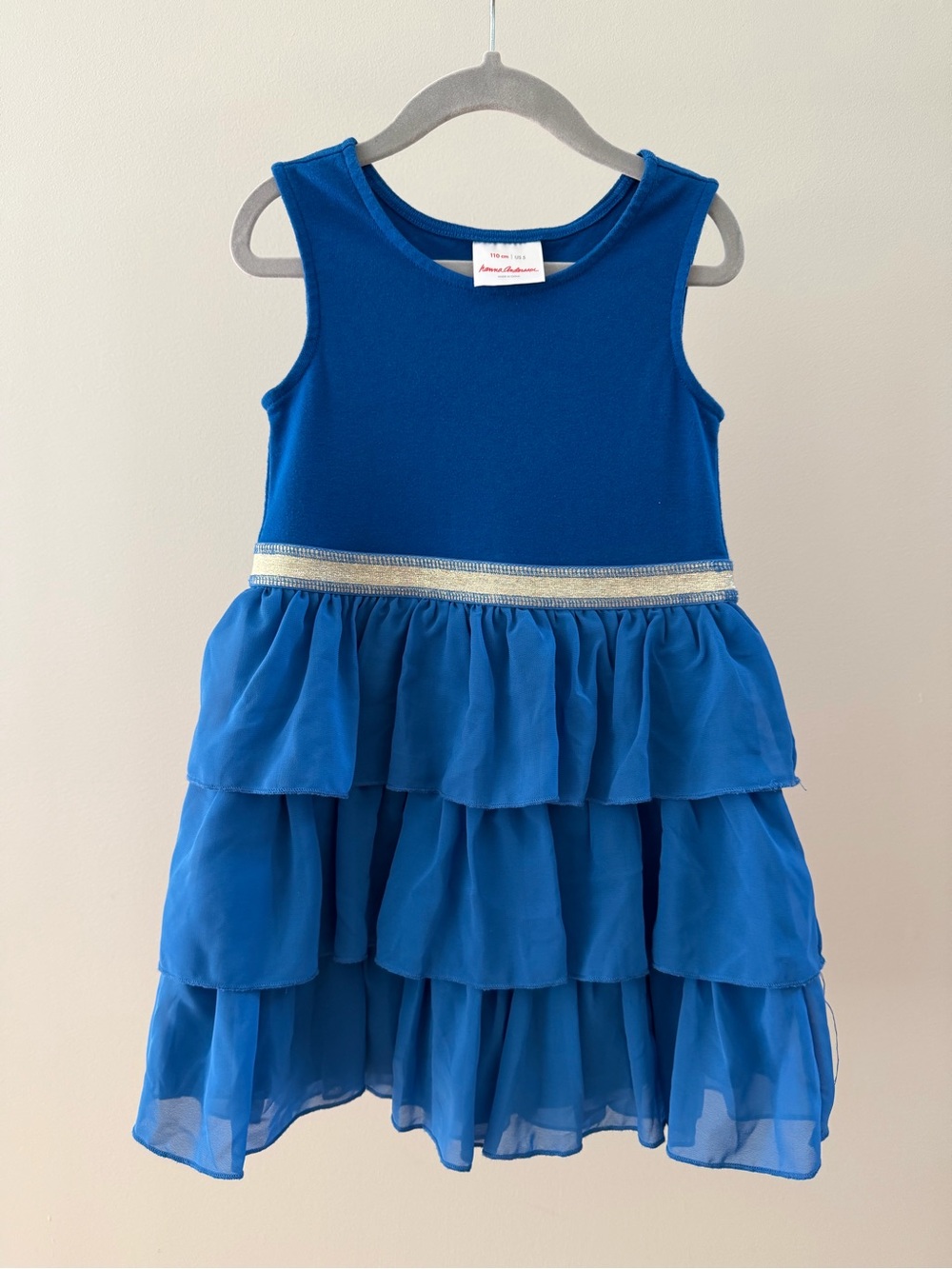 Hanna Andersson | Floaty Soft Dress | Baltic Blue Tiered Chiffon | Girls Size 5